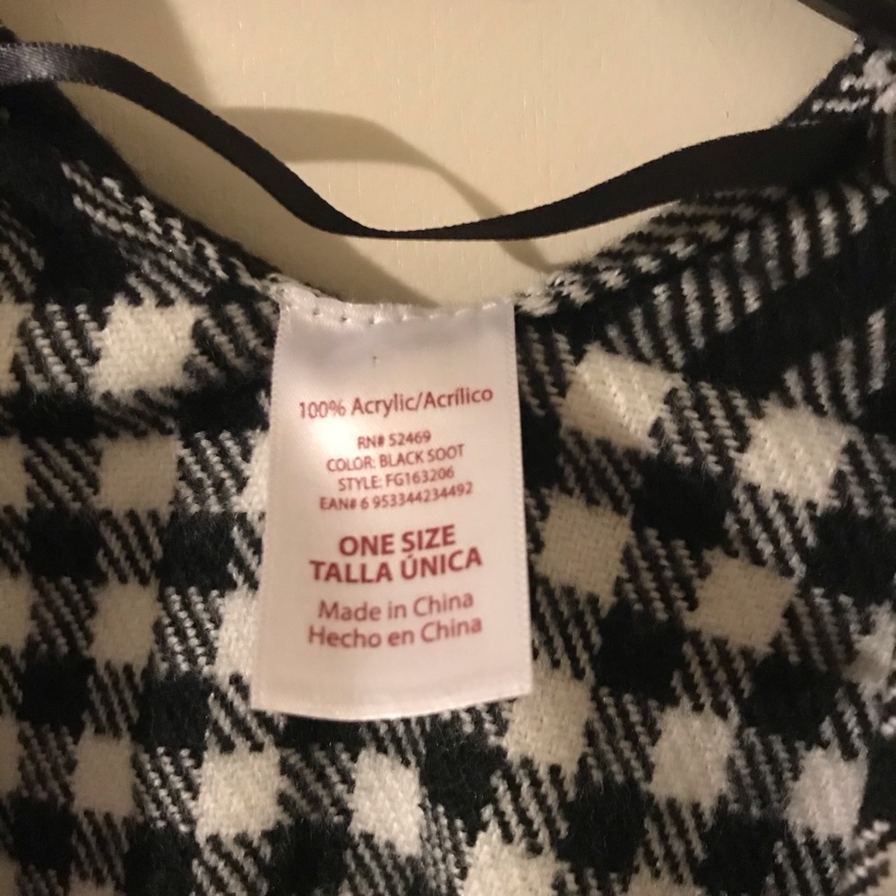 Black and White Plaid Poncho